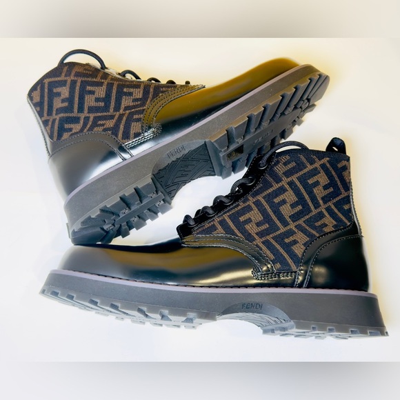 Fendi Force FF Biker Ancle Boots Calf and Goat Leather Size EU-10 New with Box! - Picture 13 of 16